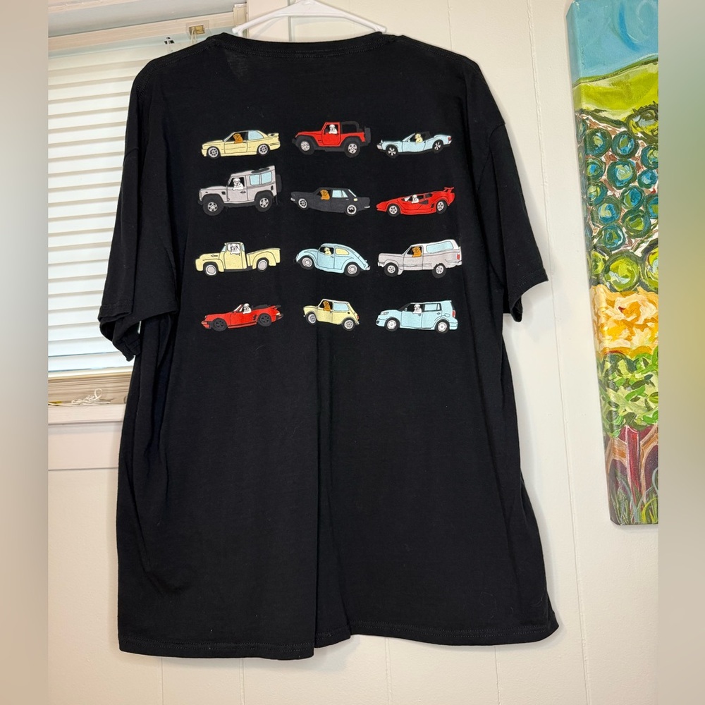 Dog Limited brand Black T-Shirt with Colorful Car Graphics
